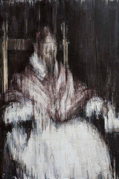 Valerio D'Ospina, "B.I. (Portrait of Pope Innocent X)", oil on canvas, 42x56. Courtesy of Parlor Gallery