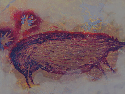 Pintura en la cueva Leang Tedongnge, hechas por personas totalmente modernas, igual que nosotros, que tenían toda la capacidad y las herramientas necesarias para pintar lo que quisieran, Sulawesi, Indonesia