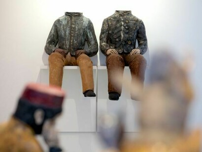 Kerry Jameson, 'Unbounded' installation view with focus on 'Effigy 1' and 'Effigy 2' (2013), photo © Philip Sayer, courtesy of Marsden Woo Gallery