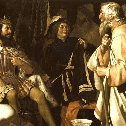 Solón ante Creso durante su visita a Sardes (detalle), por Gerrit van Honthorst