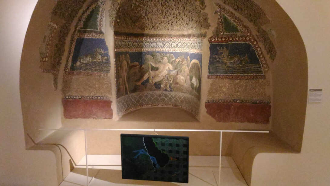 Museo Civico Archeologico di Anzio, nicchia musiva con Ercole ebbro, età neroniana, in prestito dal Museo Nazionale Romano, Italia © Roberto Luciani