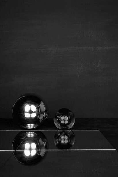 Sarah Jones, Cabinet (VI) (Two Spheres), 2014, framed c-type print from black and white negative, unframed: 60 x 48 cm - 23 5/8 x 18 7/8 inches, Copyright the artist. Courtesy Maureen Paley, London