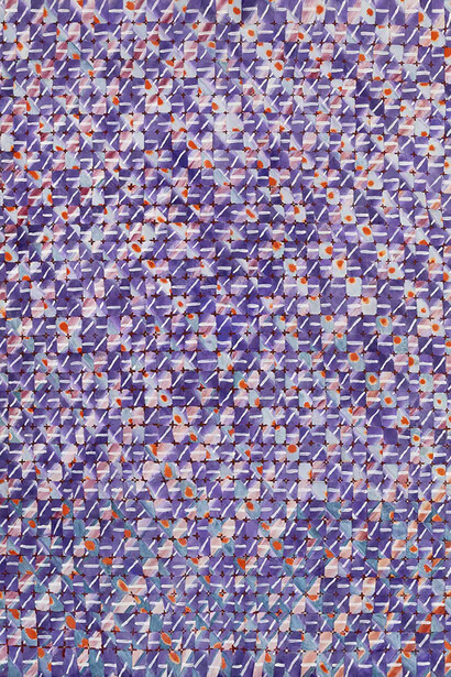 François Rouan, Mauve, rose et vert, 1970. Courtesy of Templon
