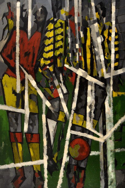 William Gear, The Footballers, 1953,  Copyright the Artist's Estate, Image courtesy of Redfern Gallery