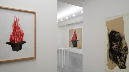 Autoritratto con maschere - Piero Manai e Luigi Presicce, courtesy Galleria de' Foscherari, Bologna