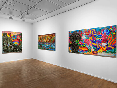 Hervé Di Rosa, Idols and treasures, exhibition view. Courtesy of Galerie Templon