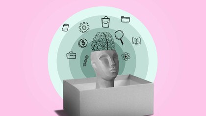 A surreal representation of the human mind navigating the tension between usefulness and uselessness