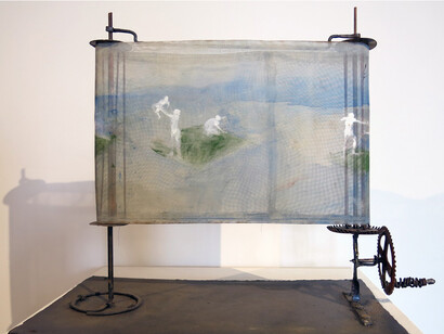 June Leaf, Scroll with Figures, 2008, Mixed media, 15h x 19w x 9d in.