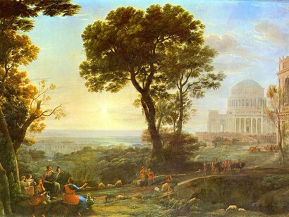 Paisagem de Delfos com procissão (1650), Claude Lorrain