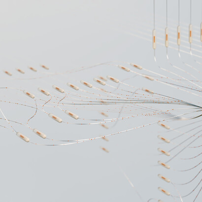 Arte imaginada por Novoto Studio do que seria a inteligência artificial e os algoritmos em funcionamento