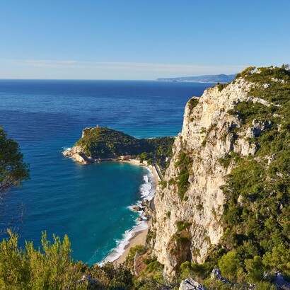 Falesia tra Noli e Varigotti, provincia di Savona, Italia