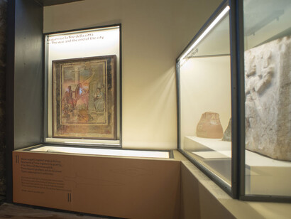 Troya y Roma. Mitos, leyendas, historias del Mediterráneo antiguo, vista de exhibición. Cortesía del Parque Arqueólogico del Coliseo de Roma
