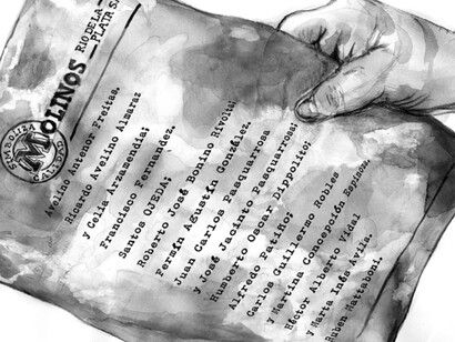 La empresa Molinos Río de la Plata, vinculada a la familia Pérez Companc, se benefició de políticas dictatoriales como la apertura importadora y la flexibilización laboral, mientras obreros de su planta en San Lorenzo (Santa Fe) denunciaron persecución a delegados sindicales. Ilustración de Azul Blaseotto para CELS