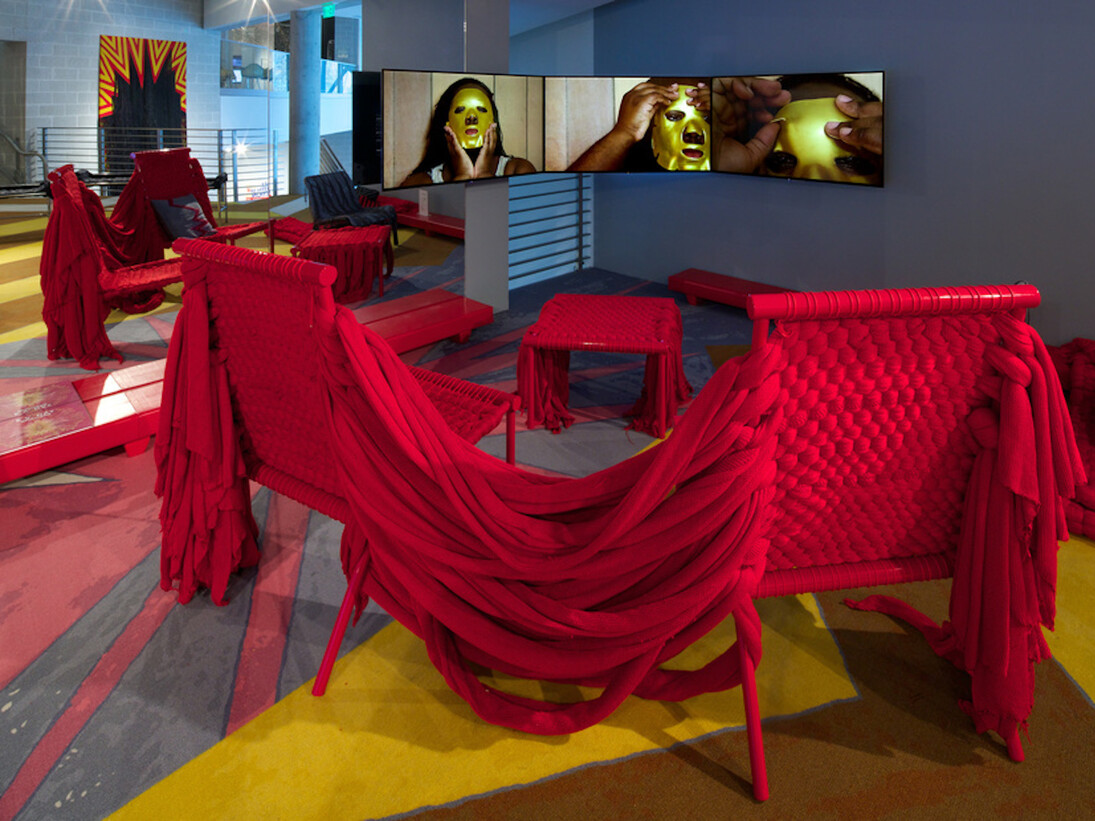 Liz Collins, Exhibition view. Courtesy of Tang Museum 