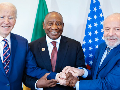 In a powerful display of unity, Luiz Inácio Lula da Silva, President of Brazil; Cyril Ramaphosa, President of South Africa; and Joe Biden, former President of the United States, join hands in solidarity at the G20 summit in Rio de Janeiro, symbolising their commitment to global cooperation on sustainable development