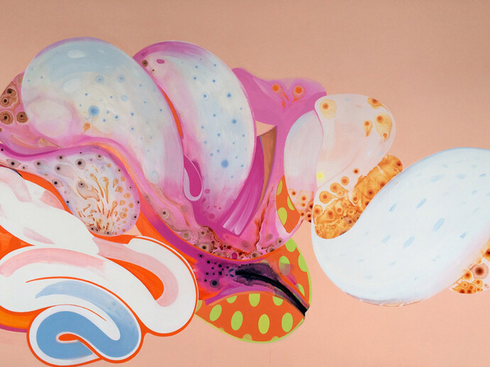 Ian Hughes, Green Ovals, 2014, Acrylic on canvas, 74x102 inches