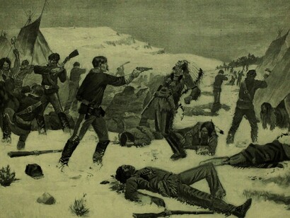 Imamgine tratta da: "Gesta di valore - come gli eroi americani hanno conquistato la medaglia d'onore - ricordi personali e documenti di ufficiali e soldati semplici che sono stati insigniti della medaglia d'onore del Congresso per il loro comportamento particolarmente eroico", di  Beyer, Walter F Keydel, Oscar F., 1901. Ricordare eventi come questo è essenziale per restituire dignità alle vittime e impedire che l’oblio o il revisionismo cancellino le responsabilità della storia