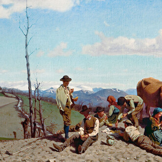 Stefano Bruzzi, Prime giornate di bel tempo, olio su tela 60,5 x 102 cm