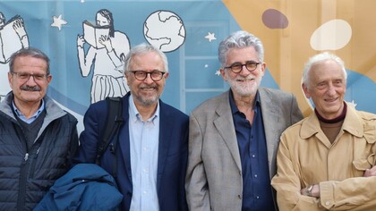 I medici Pietro Morino, Paolo Fontanari, Alfredo Zuppiroli, Carlo Biagini dopo l’incontro “Prendersi cura-medicina e legge di fronte alla sofferenza”, ideato dall’Accademia dell’Incompiuto, a Pontedera, Pisa, per indagare aspetti della fragilità