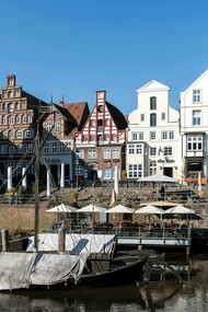 Lüneburg’s harbor on the Ilmenau River showcases stunning medieval architecture in Lower Saxony, Germany