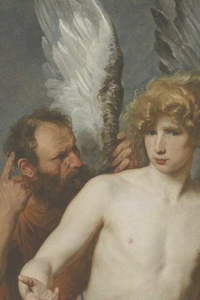 "Dedalo e Icaro", dipinto di Anthony van Dyck. Un uomo talentuoso e fuori dal comune come Dedalo non avrebbe mai potuto censurare le proprie emozioni e reprimere sé stesso, nemmeno al cospetto di una dea. La timidezza non crea nulla