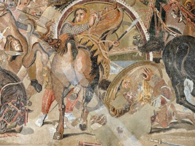 Mosaico della Battaglia di Alessandro, particolare dei cavalli