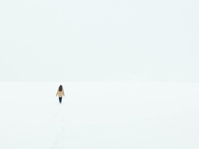 Person walking in the snow
