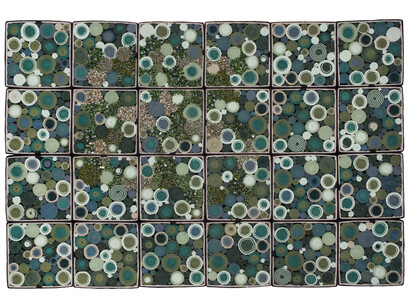 Steven and William Ladd, Super Pickle, 2013
Archival board, fiber, glass, crystal, plastic, gemstone, metal, Landscape: 41 3/8 x 61 1/8 x 3 inches, Tower: 58 1/4 x 10 1/4 x 10 1/4 inches. Collection of Andrew Zuckerman and Nicole Bergen, New York