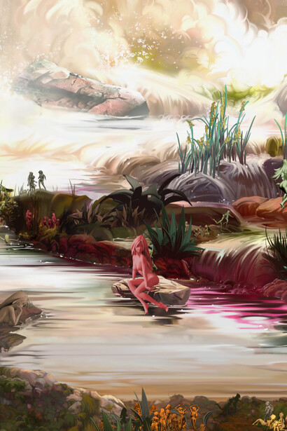 Jessica Lichtenstein, Oread Water Nymphs (detail), 2024,
C-print on plexiglass with wood frame, 81.5 x 57.5 inches. Courtesy of the artist and Allouche Gallery