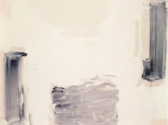 Lee Ufan, With winds, 1991, olio su tela, 182 x 228 cm 