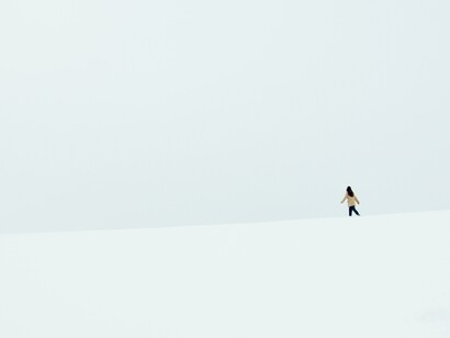 Person walking in the snow