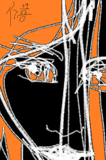 Cesario Pio Mondelli, La ragazza dai capelli arancioni, elaborazione grafica digitale stampata su tela (70 x 100 cm), 2013. Ph Andrea Boccalini 