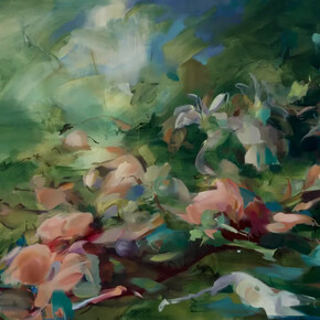 Flora Yukhnovich, Seeing pink elephants (detail), 2025. Courtesy of Hauser & Wirth Gallery