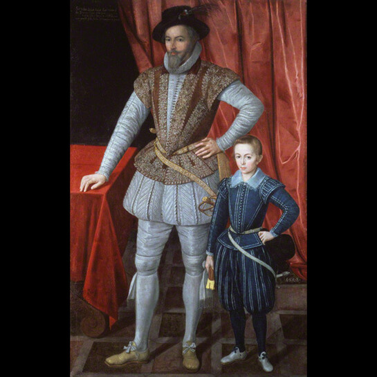 Sir Walter Ralegh and his son Walter by an unknown artist, 1602 © National Portrait Gallery, London