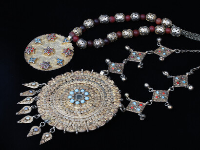 Taif, Saudi Arabia, gilded silver medallions purchases by David Ransom in 1969. Photograph Robert K. Liu 