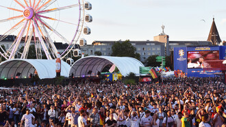 Public viewing of the Switzerland vs. Germany match at the UEFA EURO 2024 Fan Zone Hamburg, Germany