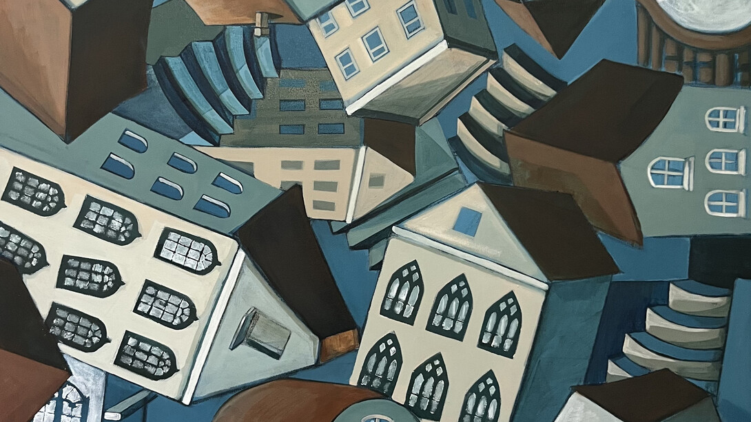 Noor Bahjat, Vertigo skyline (detail), 2025. Courtesy of Artbooth Gallery