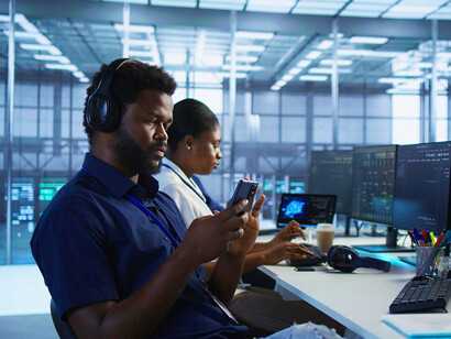 A technician calibrates software that enables supervised or reinforcement learning