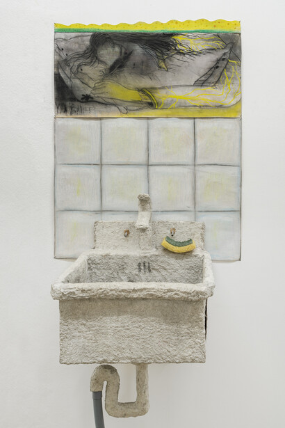 Giuliana Rosso, Luccicante come acqua, 2023, mixed media, site specific installation, unique edition. Courtesy the artist and The Address Gallery