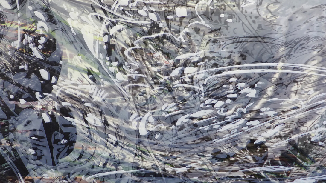 Yoon Lee, "A Snow Storm of Sorts," 2014, Acrylic on PVC panel, 48 x 72 inches. Courtesy the artist and Pierogi Gallery