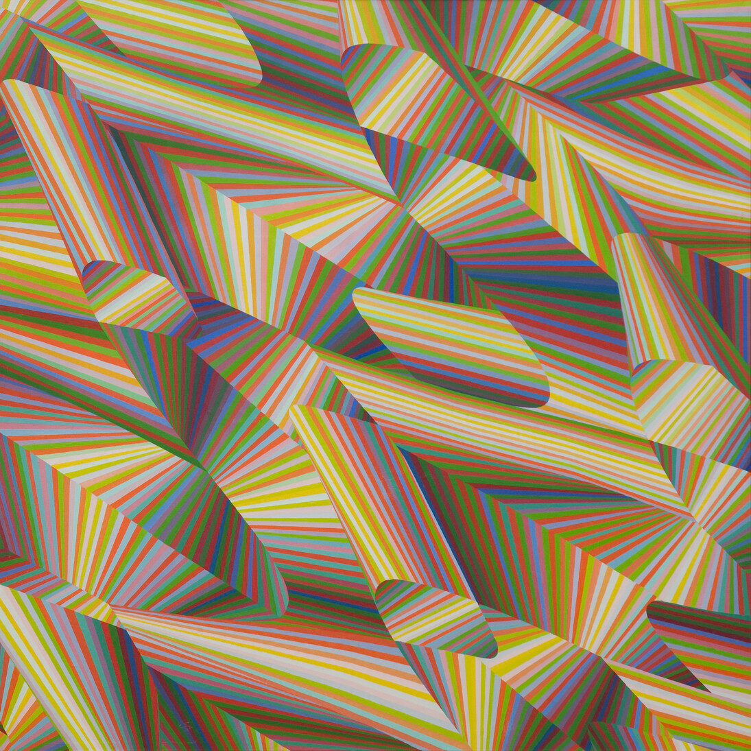 Samia Halaby, Rainbow Spirals, 1973, Oil on canvas, 168 x 168 cm