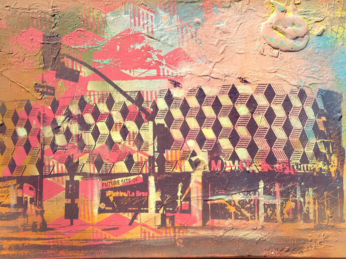 Restitution Press, Future Site, Mixed Media on Wood, 24″ x 15″ 