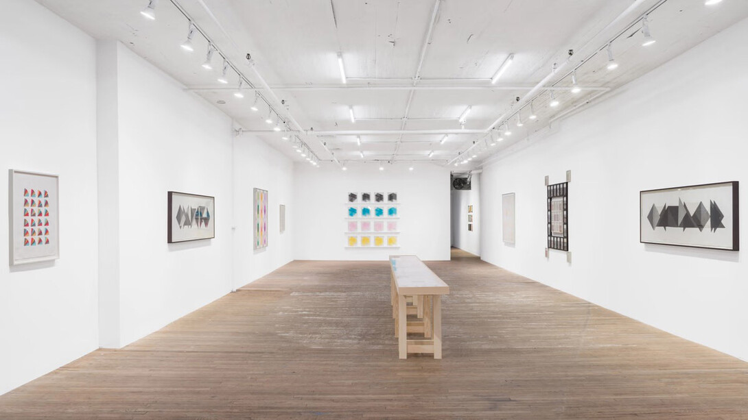 Elaine Reichek, Back stitch, exhibition view. Courtesy of Hoffman Donahue Gallery