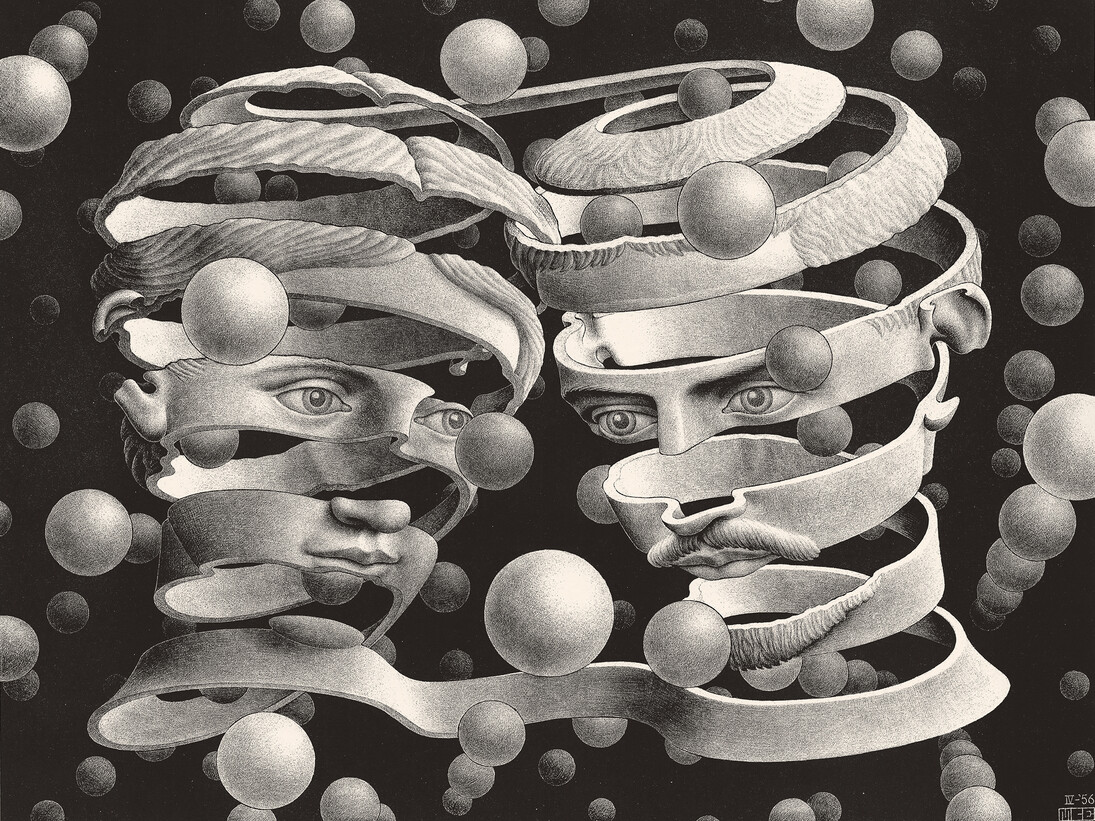 Maurits Cornelis Escher, Vincolo d’unione, 1955, Litografia, 25,30 x 33,90 cm, Collezione Giudiceandrea Federico
All M.C. Escher works © 2015 The M.C. Escher Company. All rights reserved