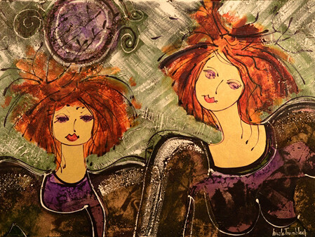 Nicole Tremblay, Ma fille, mon Ado, Acrylic & Mixed Media on Canvas, 20" x 30"