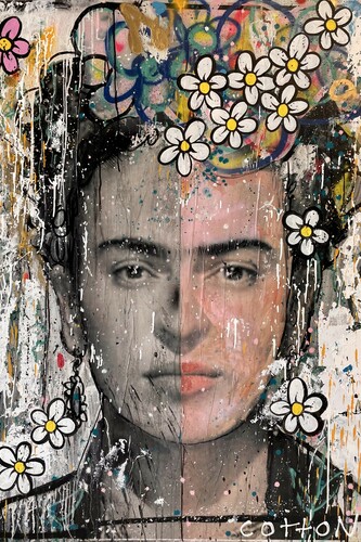 Andrew Cotton, Frida Kahlo (Broken column), mixed media on canvas, 60x48x3 in