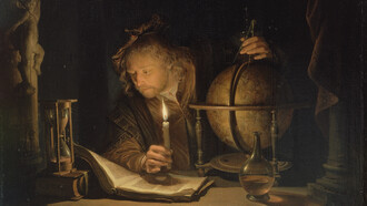 Gerrit Dou, Astrónomo a la luz de la vela (detalle), 1665, Getty Center, Los Ángeles, California, Estados Unidos