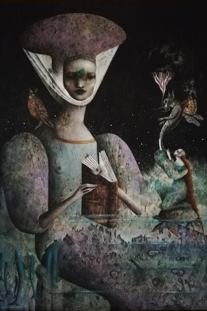 Octavia Monaco, Hecateia Carmina, acrilico su legno, cm 50 x 70
