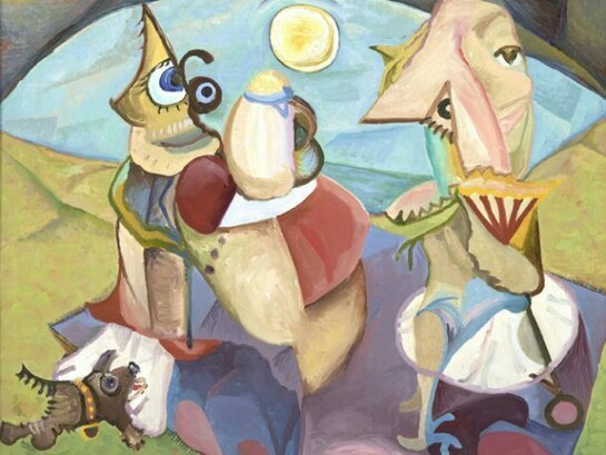 Edwin G Lucas, Walking the Dog, 1949, oil on canvas 61cm × 45cm, Scottish National Gallery of Modern Art