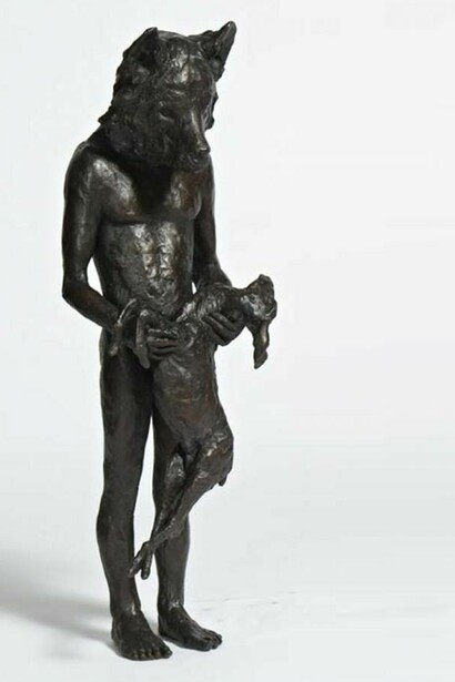Beth Carter, Wolf with Deer, 2013, Bronze (edition of 15), 28" x 11" x 9"